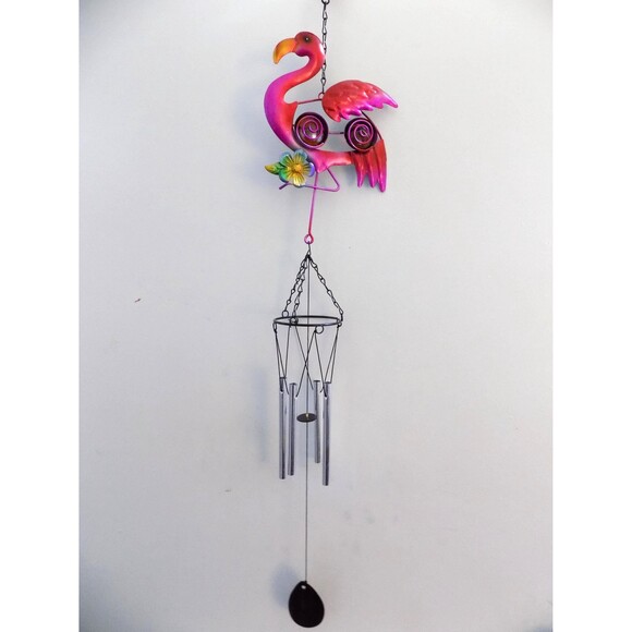 NEW Metal Flamingo Wind Chimes Figurine Philippines Home Decor Florida Souvenir - Picture 5 of 5
